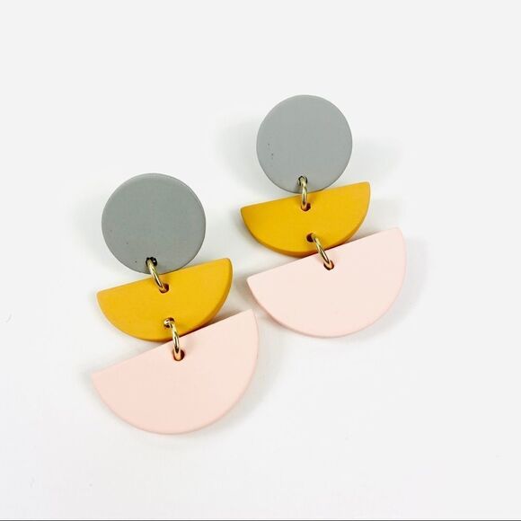 Geometric Dangle Summer abstract Boho Earrings - Picture 1 of 7